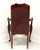 SOLD - HANCOCK & MOORE Queen Anne Style Tufted Burgundy Leather Armchair w/ Nailhead Trim