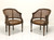 SOLD - Mid 20th Century French Provincial Louis XVI Walnut Caned Barrel Chairs - Pair B