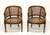 SOLD - Mid 20th Century French Provincial Louis XVI Walnut Caned Barrel Chairs - Pair B