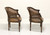 SOLD - Mid 20th Century French Provincial Louis XVI Walnut Caned Barrel Chairs - Pair A