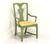 Farmhouse Style Green Painted Armchair with Distressed Finish