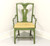 Farmhouse Style Green Painted Armchair with Distressed Finish