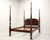 SOLD - WELLINGTON HALL Solid Mahogany Queen Size Rice Carved Four Poster Bed