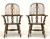 SOLD - ETHAN ALLEN Royal Charter Oak Bowback Windsor Dining Armchairs - Pair