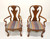 SOLD - BAKER Georgian Style Burl Walnut Dining Armchairs - Pair