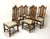 Mid 20th Century Walnut Spanish Baroque Style Dining Chairs - Set of 6