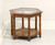 Mid 20th Century Walnut Hexagonal Glass Top Accent Table with Caned Shelf
