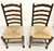 SOLD - Mid 20th Century Ladder Back Side Chairs with Rush Seats - Pair B