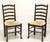 SOLD - Mid 20th Century Ladder Back Side Chairs with Rush Seats - Pair A