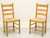 Mid 20th Century Oak Ladder Back Side Chairs with Rush Seats - Pair B