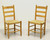 SOLD - Mid 20th Century Oak Ladder Back Side Chairs with Rush Seats - Pair A