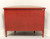SOLD - Late 20th Century Red Painted with Foliate & Avian Themes Demilune Commode Chest