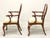 SOLD - HICKORY CHAIR Amber Mahogany Queen Anne Dining Armchairs - Pair