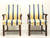 PATRICIAN FURNITURE Mahogany Frame Chippendale Style Blue & Yellow Stripe Upholstered Armchairs - Pair B