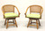 SOLD - FICKS REED Mid 20th Century Faux Bamboo Rattan Swivel Chairs - Pair B