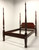 SOLD - LINK-TAYLOR Heirloom Solid Mahogany Chippendale Queen Size Rice Carved Four Poster Bed