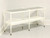 SOLD - 1960's White Painted Faux Bamboo Rattan Glass Top Two-Tier Console Sofa Table w/ Casters