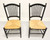 SOLD - Late 20th Century Distressed Black Cottage Style Dining Side Chairs with Rush Seats - Pair C