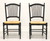 SOLD - Late 20th Century Distressed Black Cottage Style Dining Side Chairs with Rush Seats - Pair C