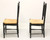 SOLD - Late 20th Century Distressed Black Cottage Style Dining Side Chairs with Rush Seats - Pair C