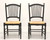 SOLD - Late 20th Century Distressed Black Cottage Style Dining Side Chairs with Rush Seats - Pair B