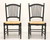 SOLD - Late 20th Century Distressed Black Cottage Style Dining Side Chairs with Rush Seats - Pair B