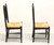 SOLD - Late 20th Century Distressed Black Cottage Style Dining Side Chairs with Rush Seats - Pair B