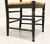 SOLD - Late 20th Century Distressed Black Cottage Style Dining Side Chairs with Rush Seats - Pair B