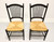 SOLD - Late 20th Century Distressed Black Cottage Style Dining Side Chairs with Rush Seats - Pair A