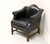 SOLD - Mid 20th Century Black Leather Chippendale Style Club Chair