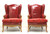 SOLD - Late 19th Century French Provincial Louis XV Style Red Leather Wing Back Chairs - Pair