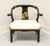SOLD - CENTURY Black Lacquer & Brass Chinoiserie Ming Hand Painted by Pam Bolick Horseshoe Armchair 