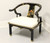 SOLD - CENTURY Black Lacquer & Brass Chinoiserie Ming Hand Painted by Pam Bolick Horseshoe Armchair 