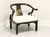 SOLD - CENTURY Black Lacquer & Brass Chinoiserie Ming Hand Painted by Pam Bolick Horseshoe Armchair 