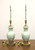 Mid 20th Century Foliate Celadon Table Lamps with Brass Dolphin Base - Pair