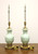 Mid 20th Century Foliate Celadon Table Lamps with Brass Dolphin Base - Pair