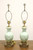 Mid 20th Century Foliate Celadon Table Lamps with Brass Dolphin Base - Pair