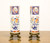 SOLD - 1960's Asian Inspired Cylindrical Vases on Brass Stands - Pair