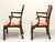 SOLD - MAITLAND SMITH Mahogany Chinese Chippendale Fretwork Dining Armchairs - Pair