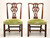 CRAFTIQUE Mahogany Chippendale Style Straight Leg Dining Side Chairs - Pair C