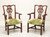 SOLD - CRAFTIQUE Mahogany Chippendale Style Straight Leg Dining Armchairs - Pair