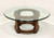 SOLD - THOMASVILLE Walnut Asian Round Glass Top Coffee Cocktail Table