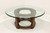 SOLD - THOMASVILLE Walnut Asian Round Glass Top Coffee Cocktail Table