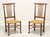 Mid 20th Century Cherry Farmhouse Dining Side Chairs with Rush Seats - Pair A