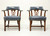 SOLD - HICKORY CHAIR Mahogany Frame Blue Leather Armchairs - Pair