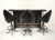 SOLD - DAYSTROM Wood & Leather Gothic Style Bar with Three Barstools