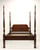 SOLD   LINK-TAYLOR Heirloom Mahogany Chippendale Queen Size Rice Carved Four Poster Bed