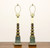 SOLD - 1970's Hollywood Regency Brass & Green Marble Table Lamps - Pair