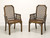 Mid 20th Century Walnut Caned Asian Influenced Armchairs - Pair