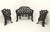 SOLD - Antique Victorian Cast Iron Grape Leaf Garden Settee & Chairs - 3 Piece Set